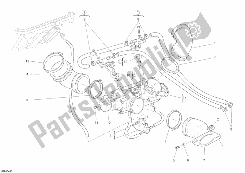 Alle onderdelen voor de Inlaatspruitstuk van de Ducati Multistrada 1100 S 2009